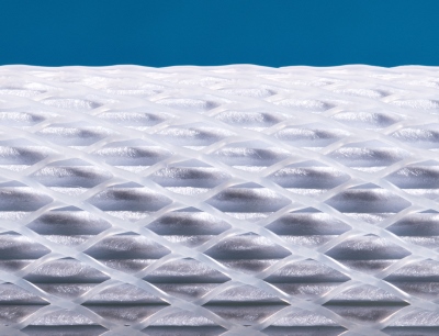 WFPBT-Polyesterfaltelement: Detail Filtermaterial und Stützelemente